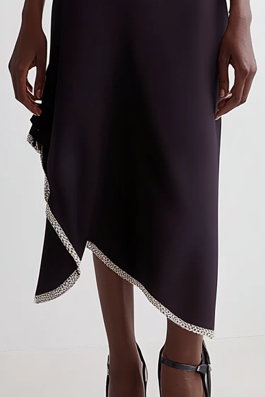 Formal Party Work Dark Purple Irregular Neckline Sequin Edge Maxi Dress  