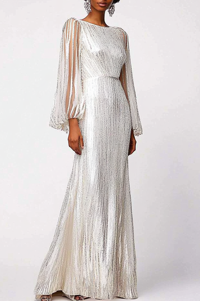 Formal Party Business Work Velvet V Neck Ruffle Maxi Sloping Shoulder