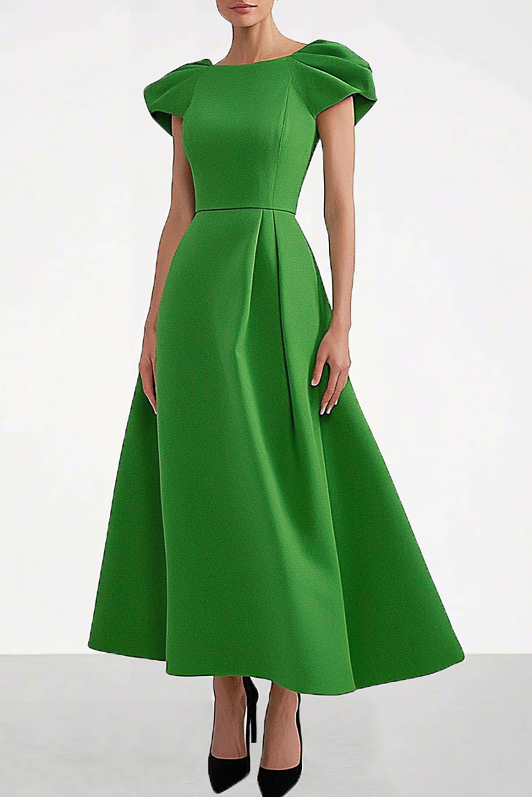 Formal Work Party Boat Neck Royal Blue Sleeveless Belted Slit Midi Dre