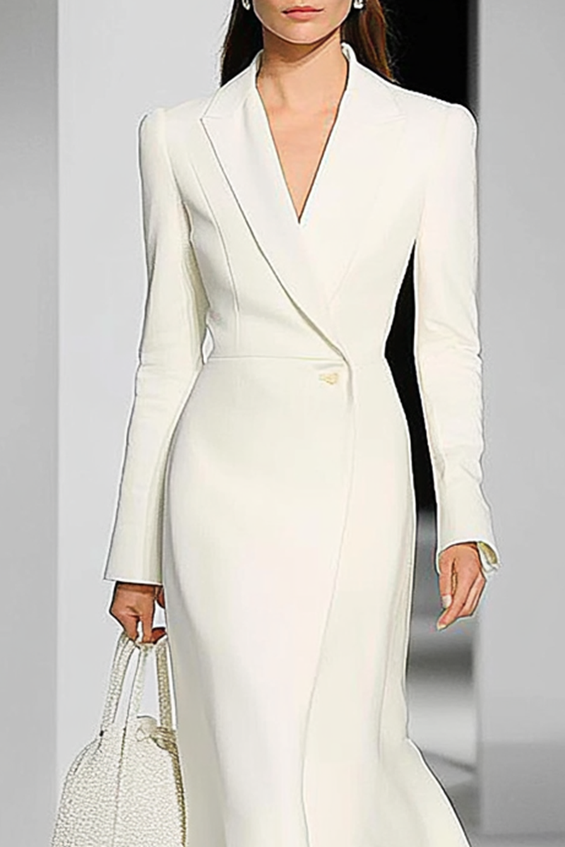White Blazer Dress Work Semi Formal Midi Dress