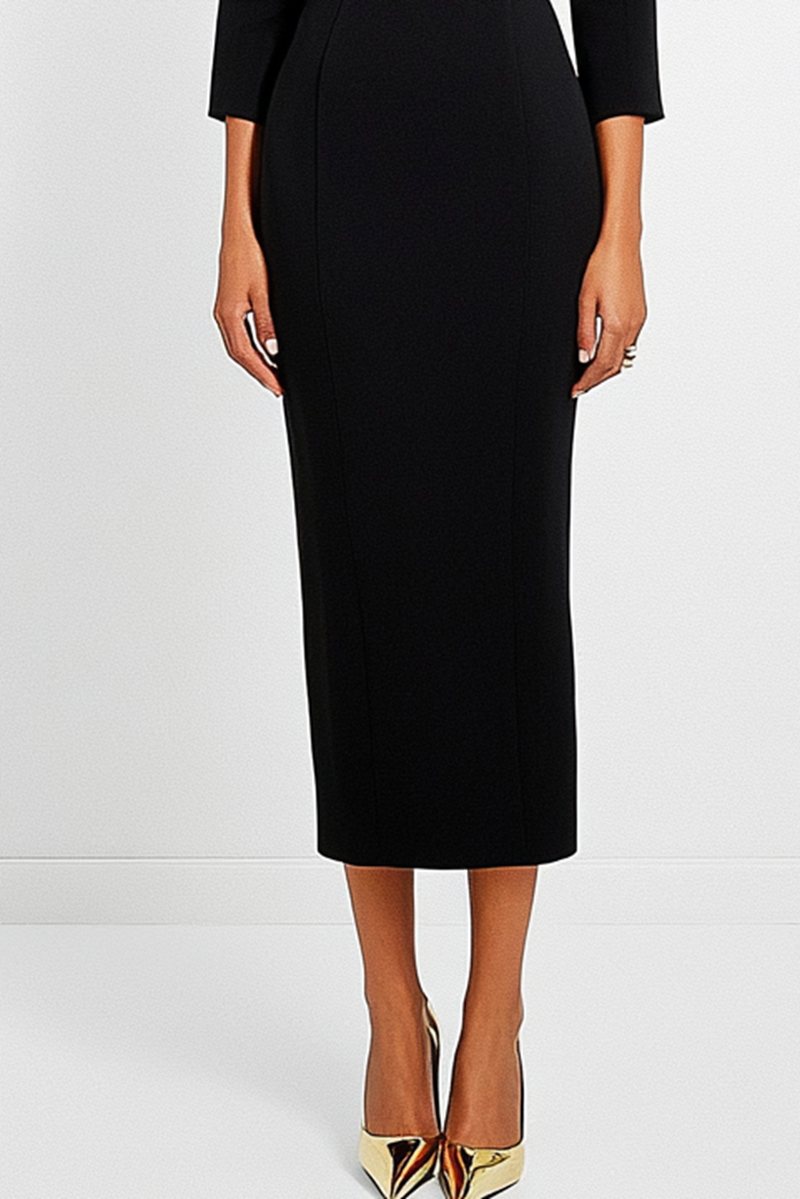 Black Blazer Dress Work Semi Formal Midi Dress