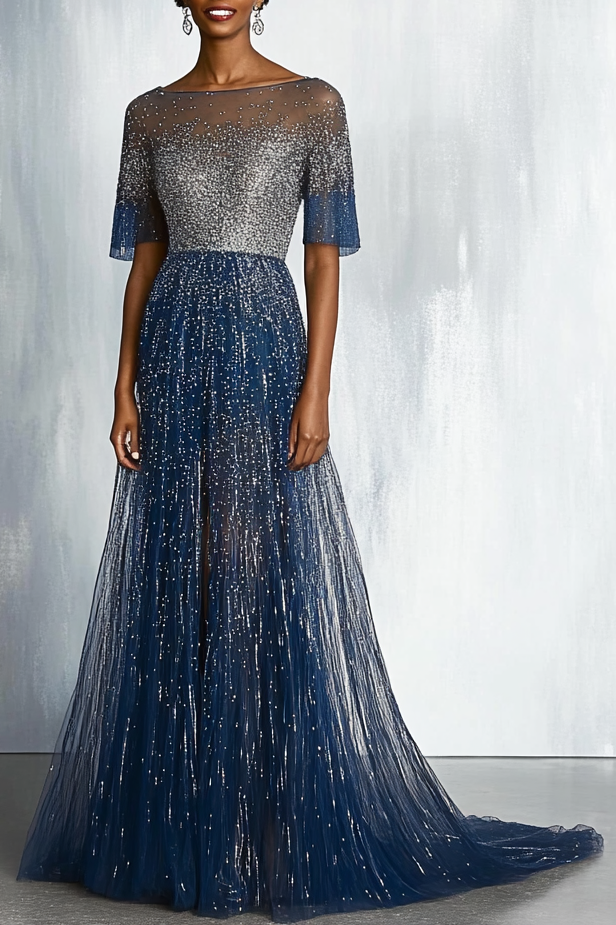 Formal Party Business Work Velvet V Neck Ruffle Maxi Sloping Shoulder