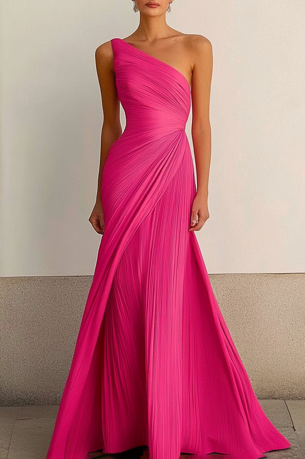 Formal Work Party Pink Off Shoulder Ruffle Maxi Dress