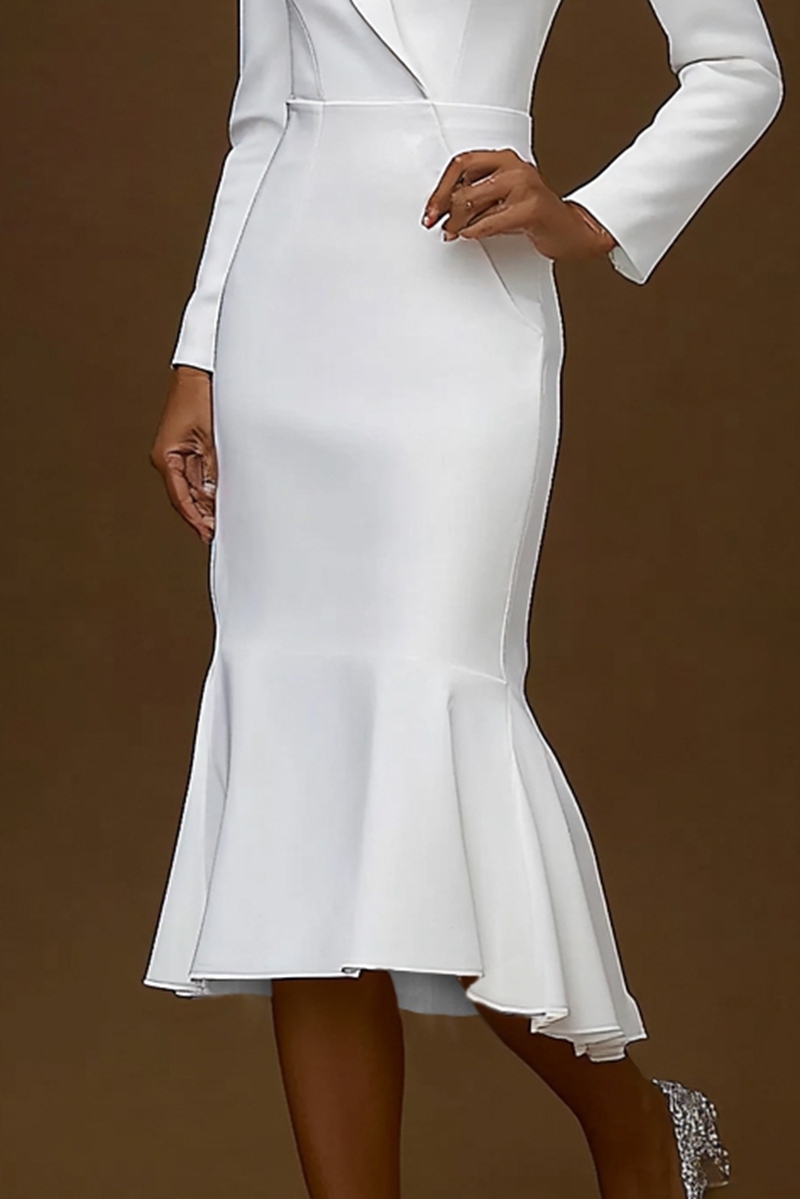 White Blazer Dress Work Semi Formal Mermaid Midi Dress