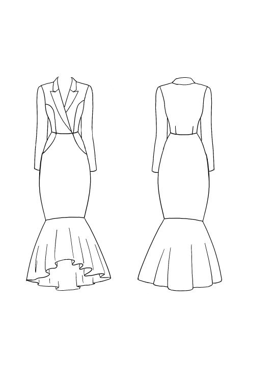 White Blazer Dress Work Semi Formal Mermaid Midi Dress