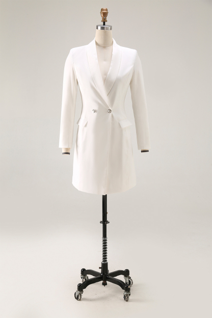 Work Business White Blazer Dress Long Sleeve Mini Dress