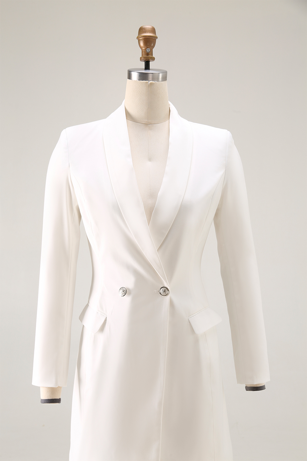 Work Business White Blazer Dress Long Sleeve Mini Dress