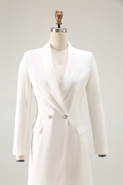 Work Business White Blazer Dress Long Sleeve Mini Dress