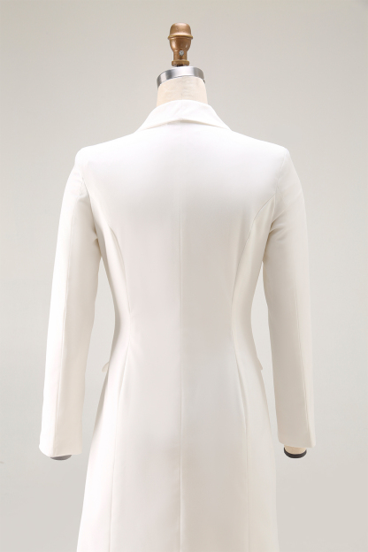 Work Business White Blazer Dress Long Sleeve Mini Dress