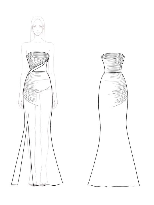 Evening Formal Mermaid Dress Rhinestone Velvet Pleated High Slit Dress