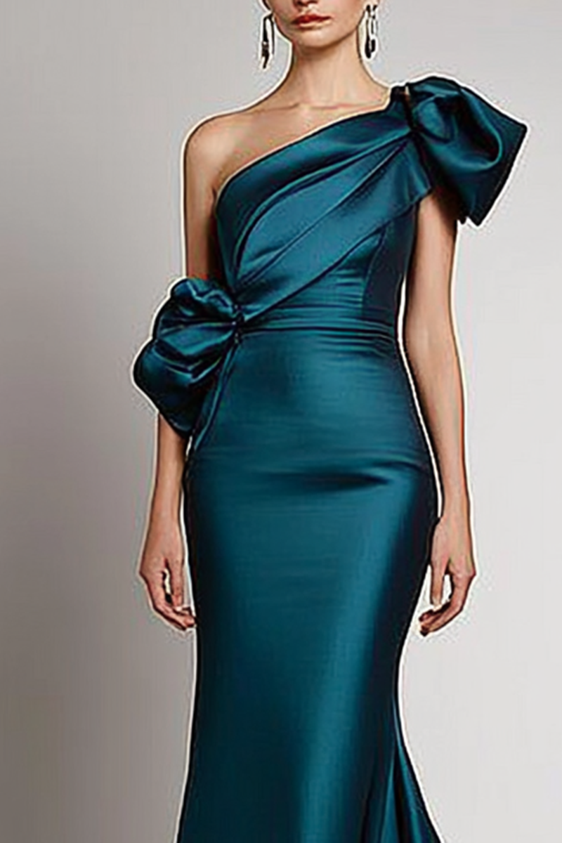 Green Formal Gown Off Shoulder Mermaid Maxi Dress