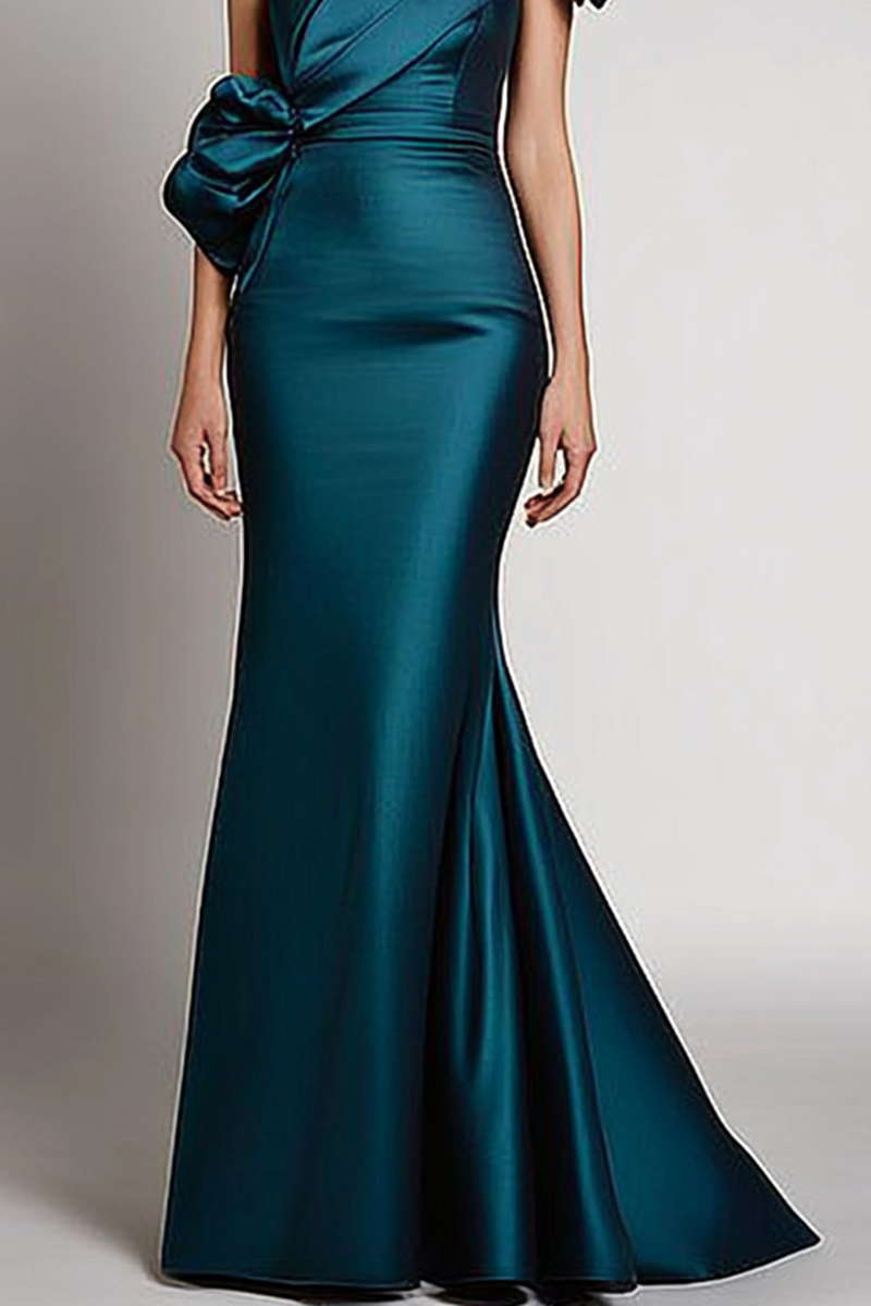 Green Formal Gown Off Shoulder Mermaid Maxi Dress