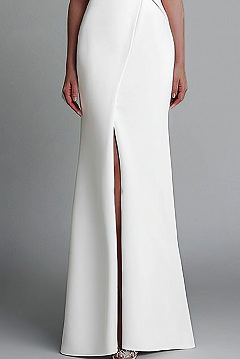 Evening Formal Elegant Dress Off Shoulder White Maxi Dress