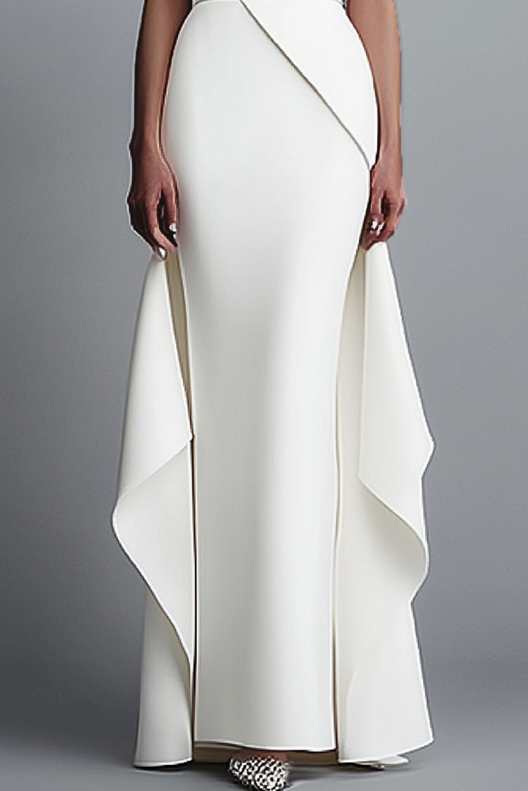White Formal Elegant Dress Off Shoulder Maxi Dress