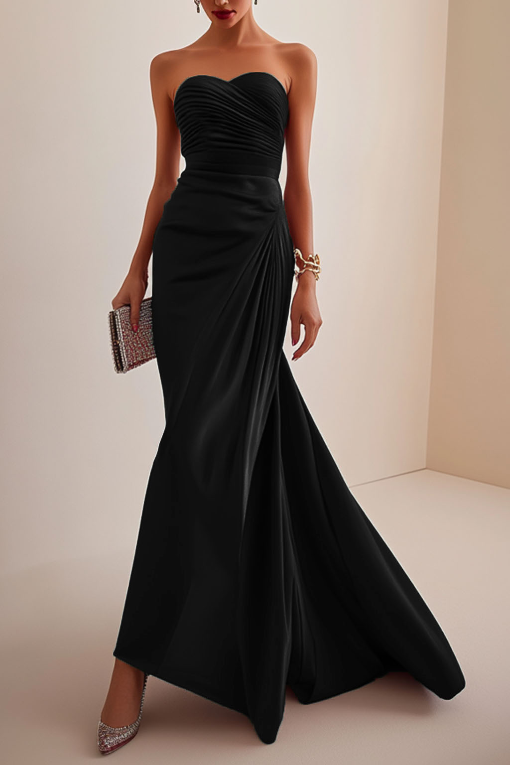 Elegant Red Black Maxi Dress