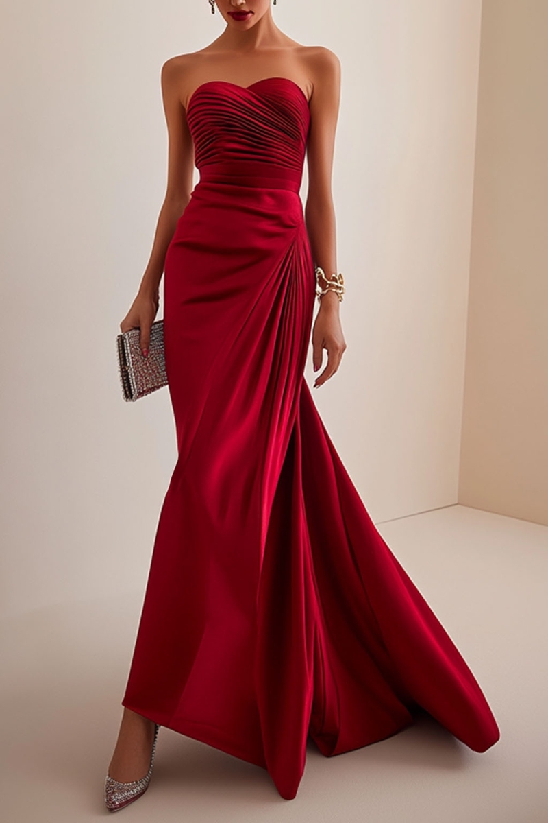 Elegant Red Black Maxi Dress