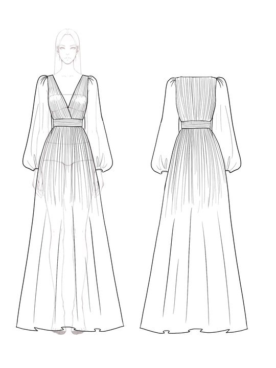 Daily Work Blue Mesh Dress V Neck Pleat Maxi Dress  