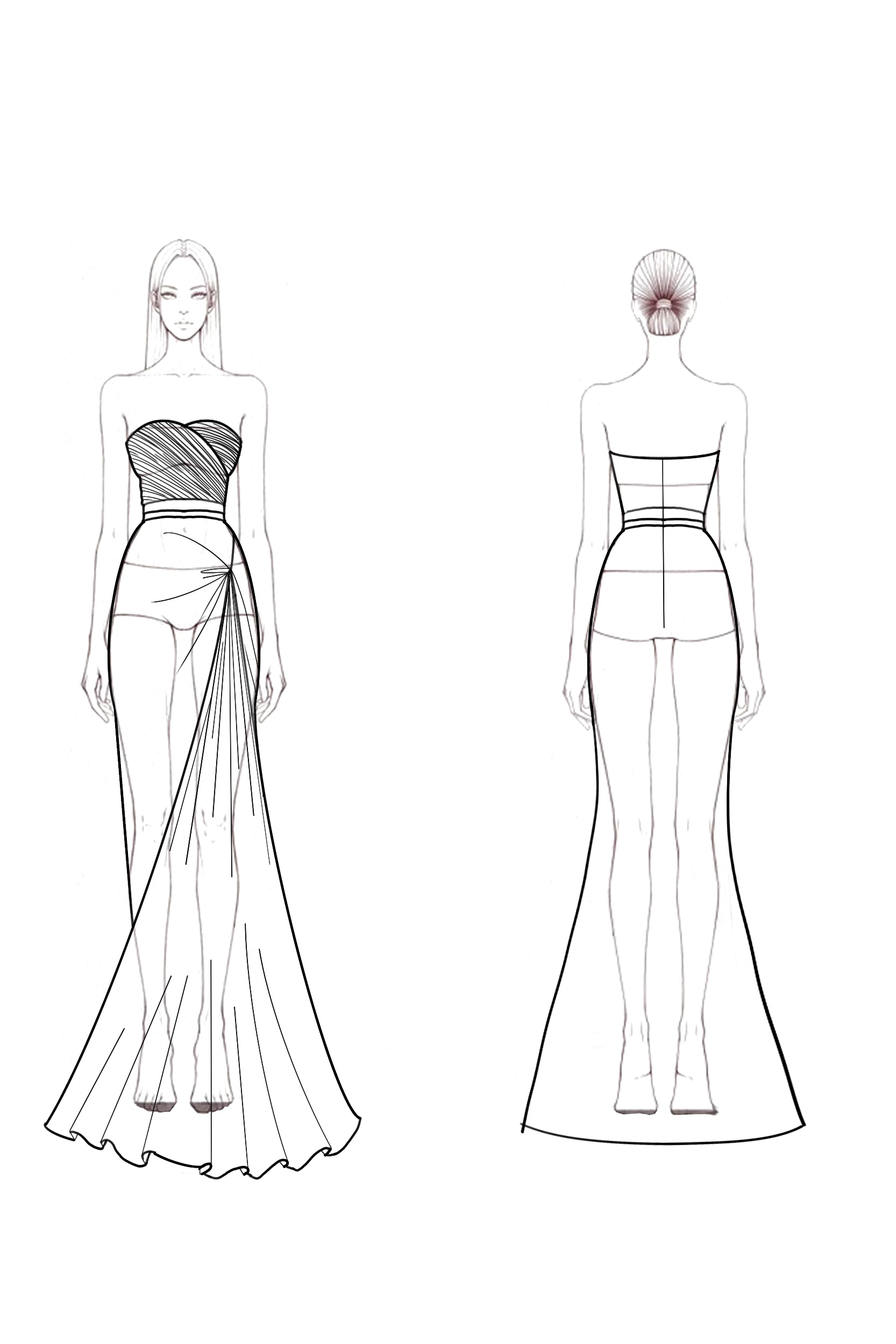 Elegant Formal Red Maxi Prom Dress Strapless Evening Gown