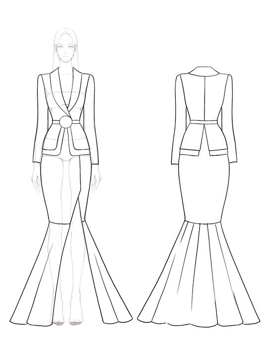 Elegant Blazer Dress Long White Side Slit Cut Out Dress