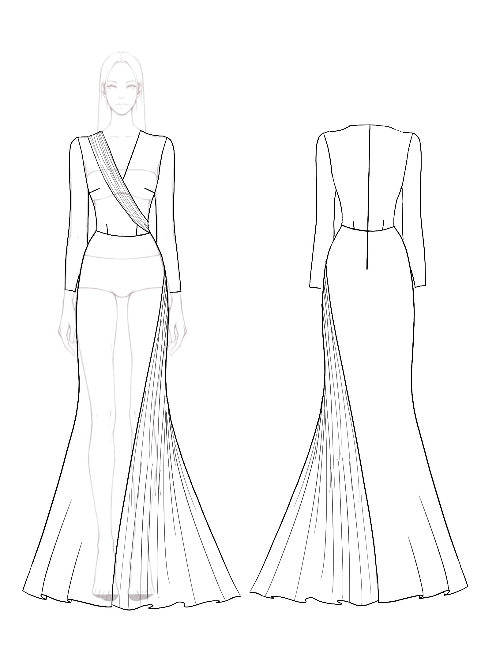 Elegant Formal Evening Work Black White Dress Pleated Simple V-Neck Maxi Dress