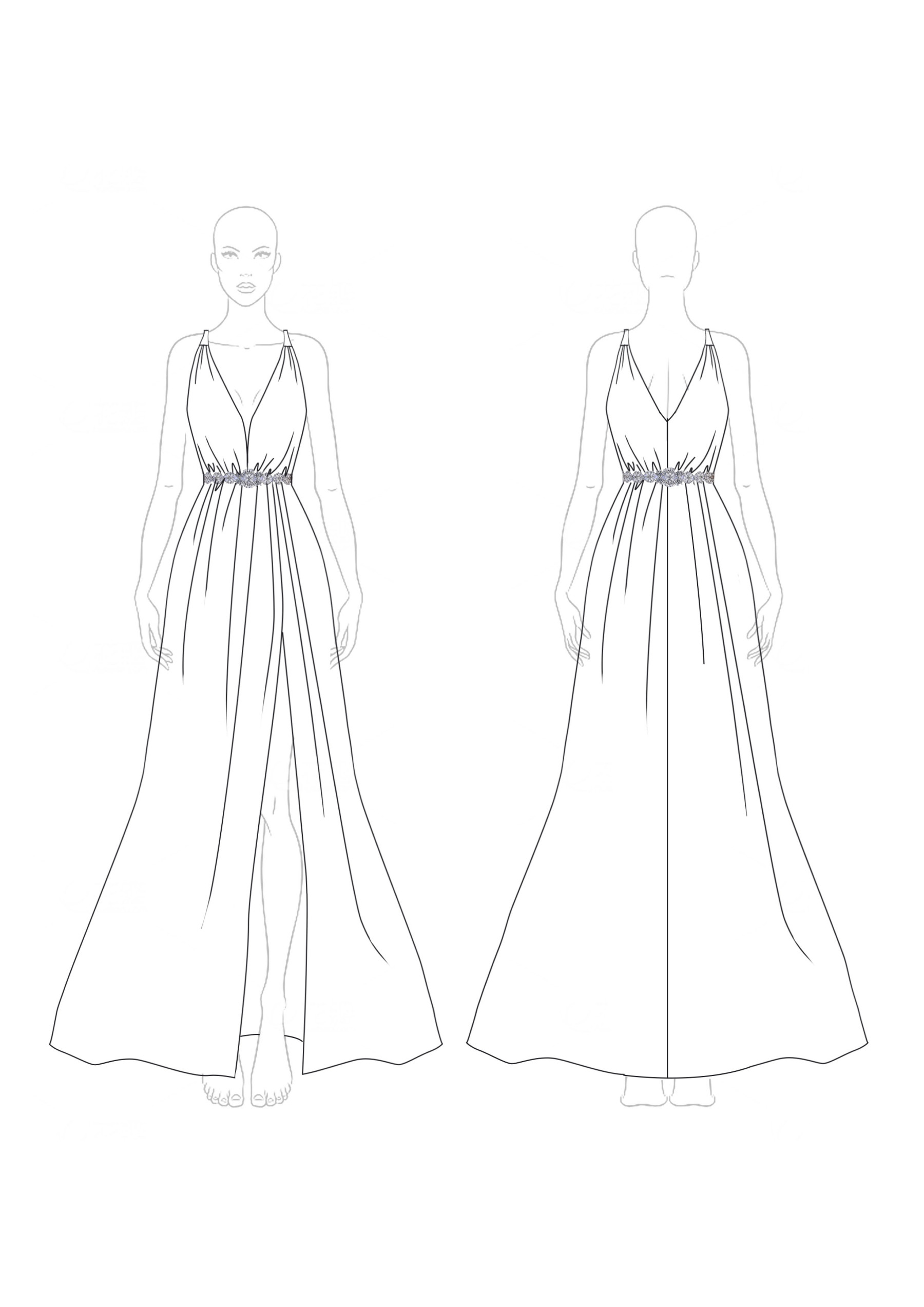 Evening Formal Red Satin Gown A-Line Halter Neckline Floor-Length High Slit Dress