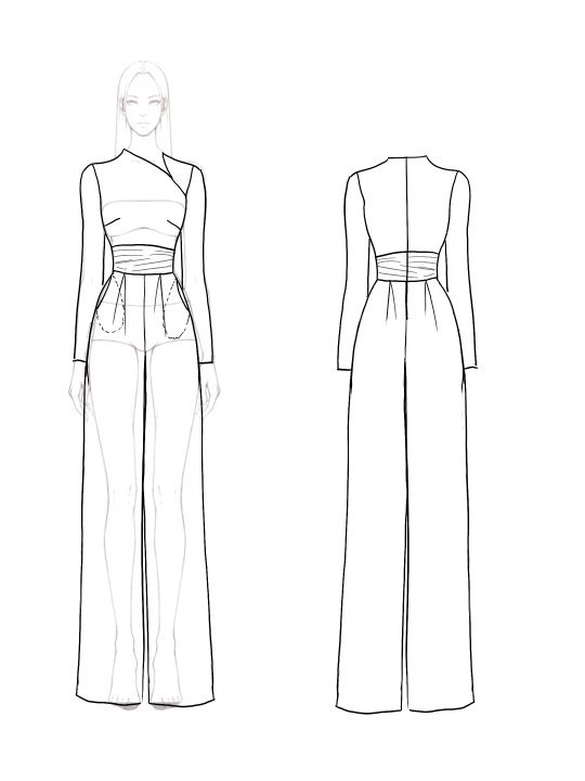 Work Business Casual Jumpsuit High-Waist Wide-Leg Evening Jumpsuit