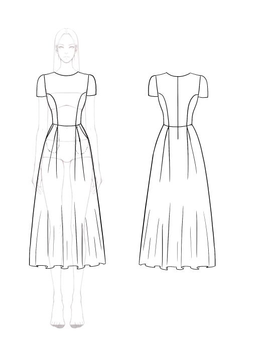 Formal Work Green A-Line Dress Short Sleeves Flared Hem Dress With Pockets