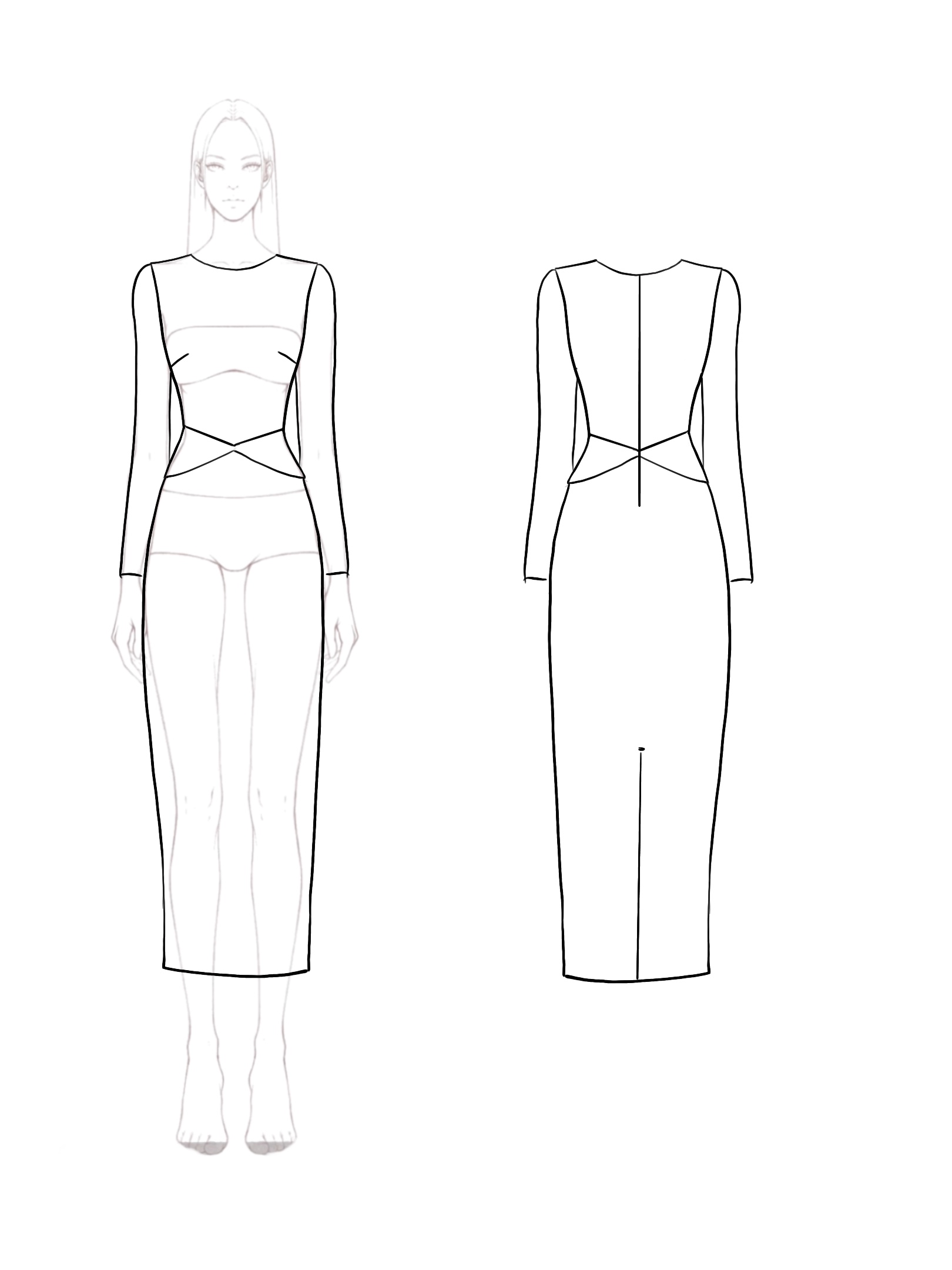 Black Formal Evening Work Dress Long Sleeve Pencil Silver Trim Dress