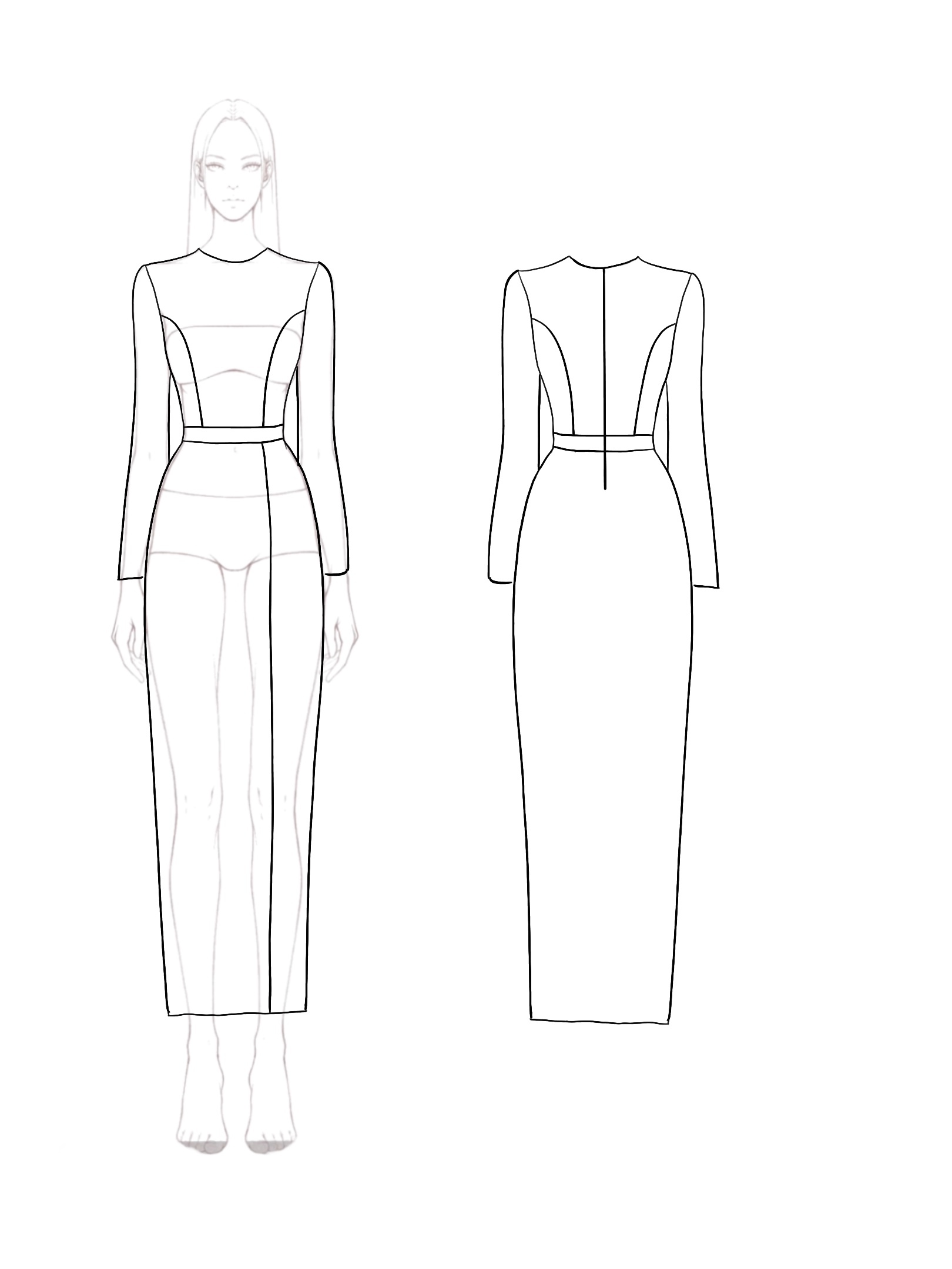 Evening Formal Dress Silver Trim Midi Pencil Crew Neck Maxi Dress-chiclody