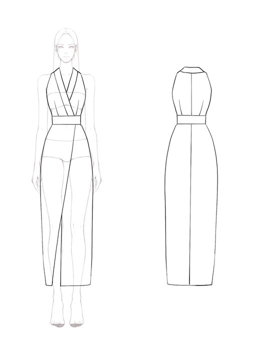 White Daily Work Sleeveless Pencil Wrap Dress Minimalist High Slit Dress