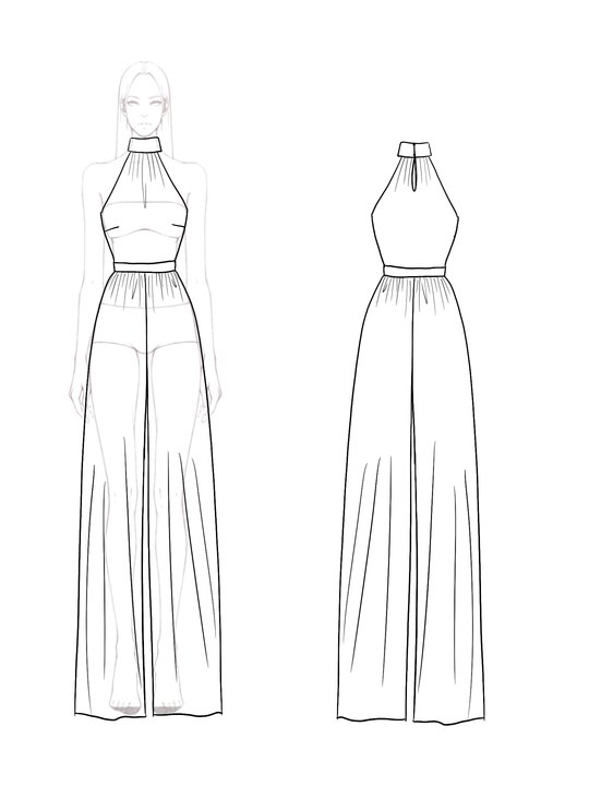 Emerald Green Party Work High-Neck Sleeveless Jumpsuit High-Neck Sleeveless Pants