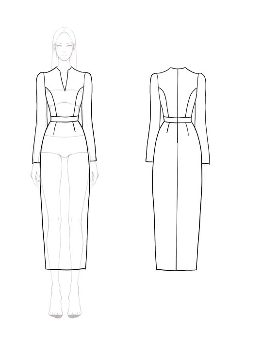 Black Formal Work Business Dress V-neck Modest Midi Dress