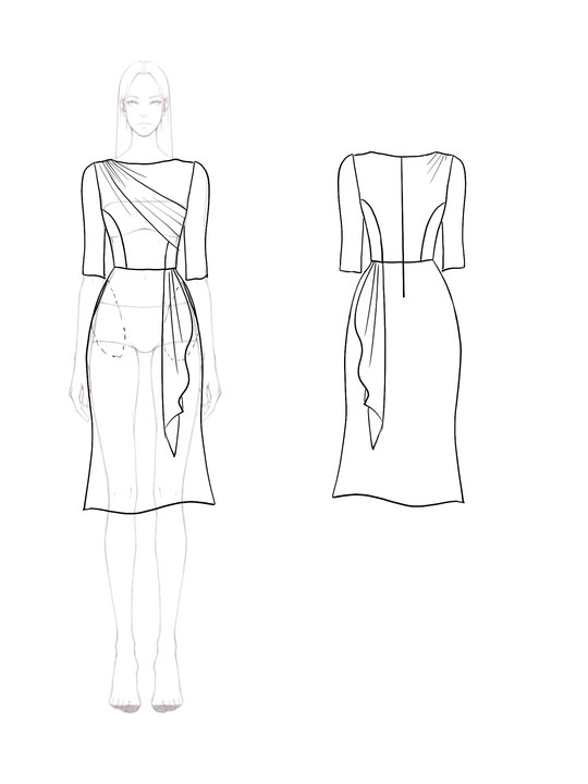 Dark Purple Satin Business Formal Dress Crew Neck Half Sleeve Knee High Dress Mother of the Bride Dress