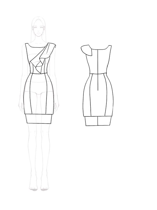 Business Evening White Black Sheath Dress Tiered Sleeveless Dress