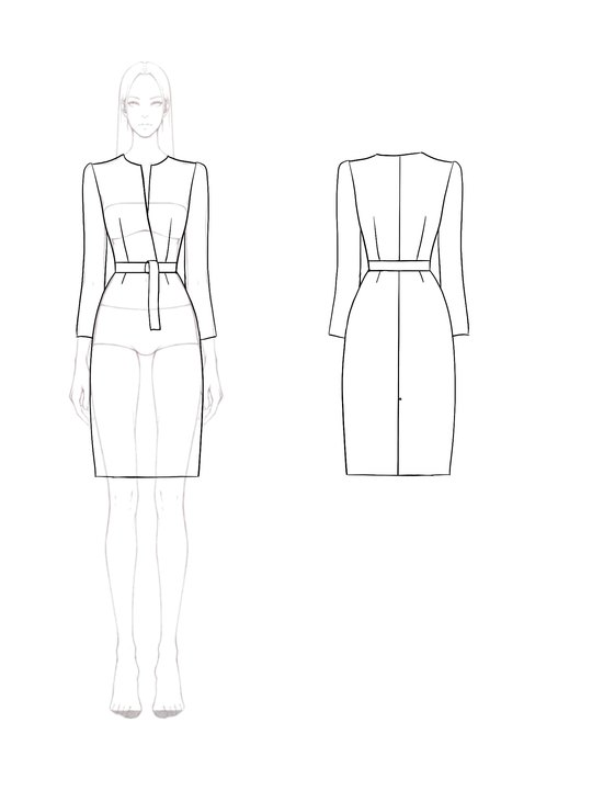 Gray Work Business Dress Belt Deep V Neck Elegant Midi Dress