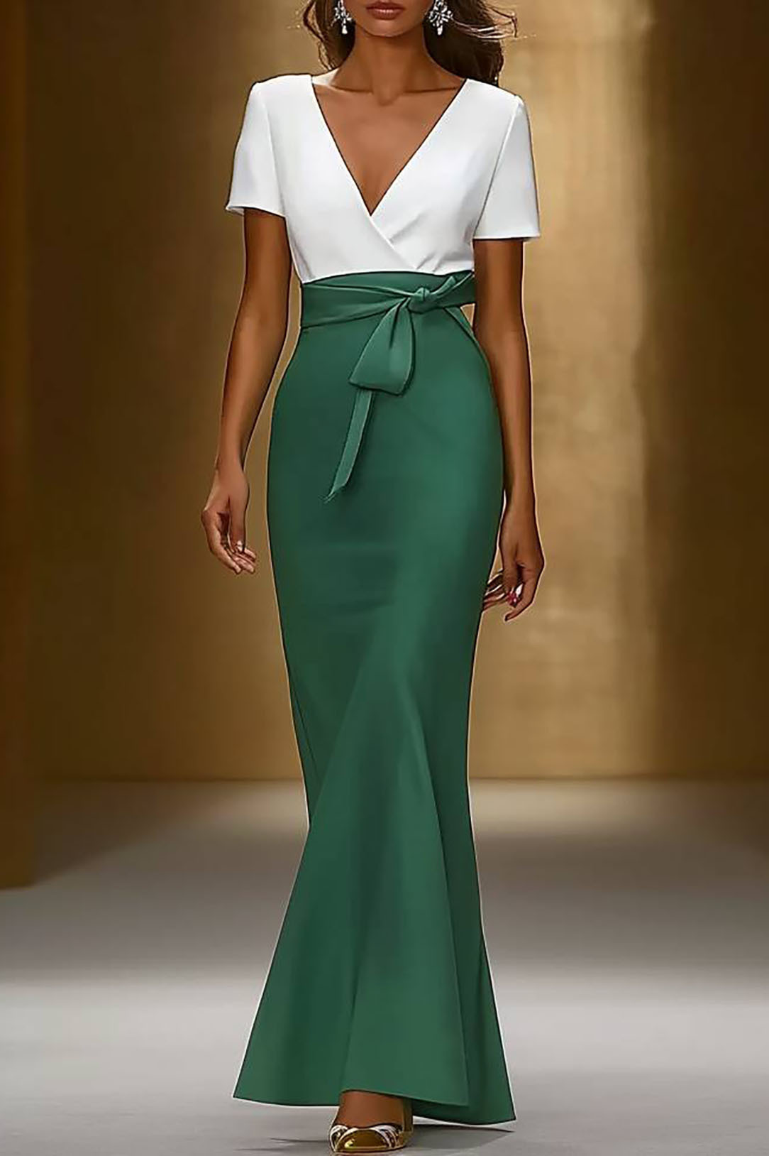 Formal Work Party Boat Neck Royal Blue Sleeveless Belted Slit Midi Dre