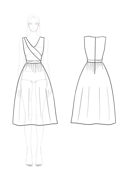 Red Cocktail Casual Midi Dress Sleeveless Wrap Design V-Neck Skirt 