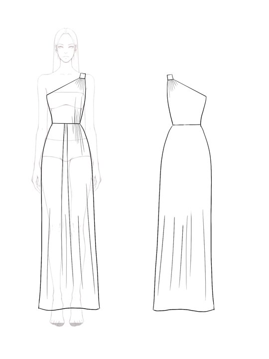 Yellow Evening Dress One Shoulder Strap Draped Maxi Dress