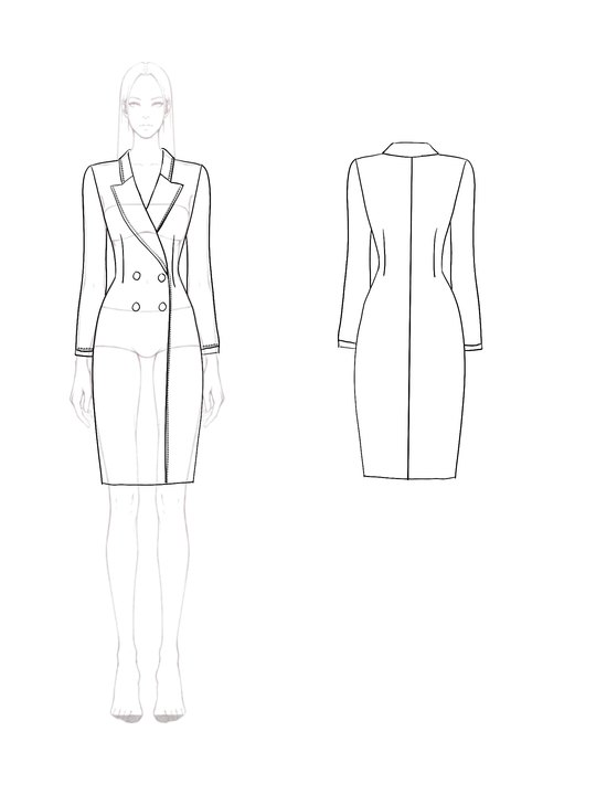 Business Formal Blazer Dress Lapel White Midi Hip Dress