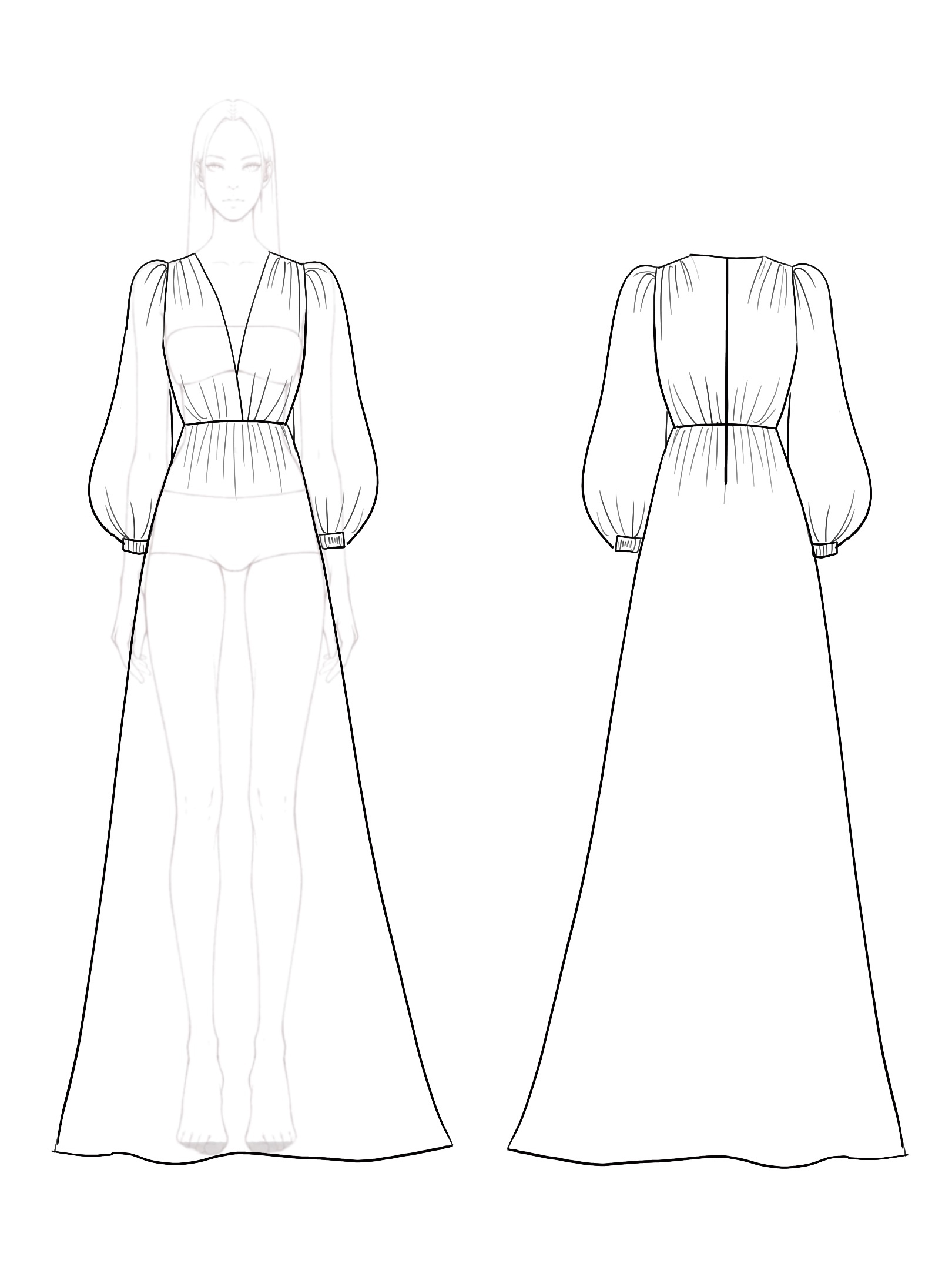 Elegant Pleated Metallic Dress Deep V Neck Puff Sleeve Maxi Dress