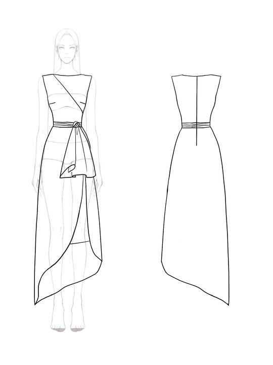 Daily Work Asymmetrical Dress Color-Block Sleeveless Low Waist Midi Dress