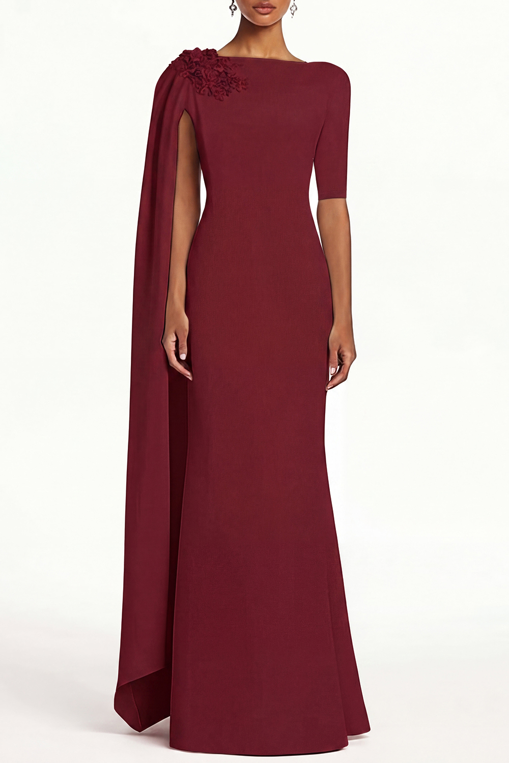 Blue Formal Work Dress Party Boat Neck Royal Sleeveless Belted Slit Mi