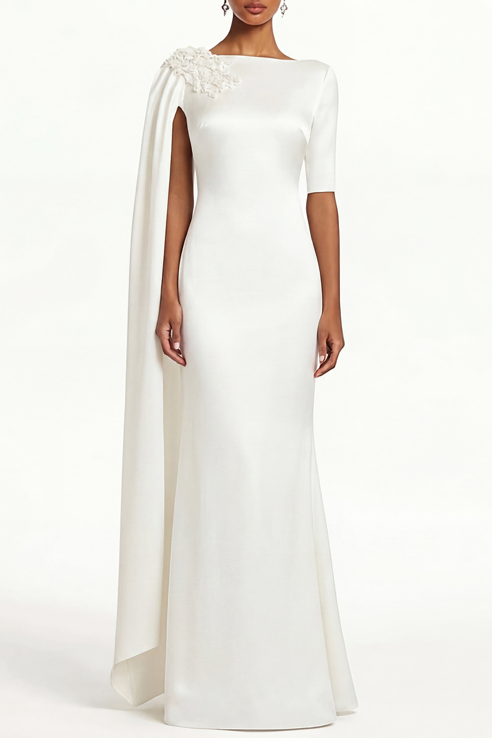 Blue Formal Work Dress Party Boat Neck Royal Sleeveless Belted Slit Mi