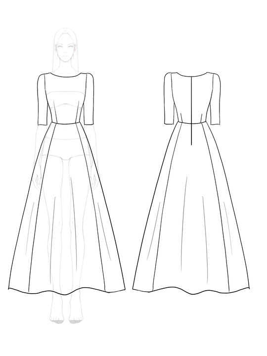 Daily Elegant Dark Red Dress Half Sleeve Round Neck Flared Midi Dress