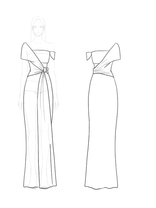 Party Wedding Guest Black Pink Dress One-Shoulder Asymmetrical Maxi Dress