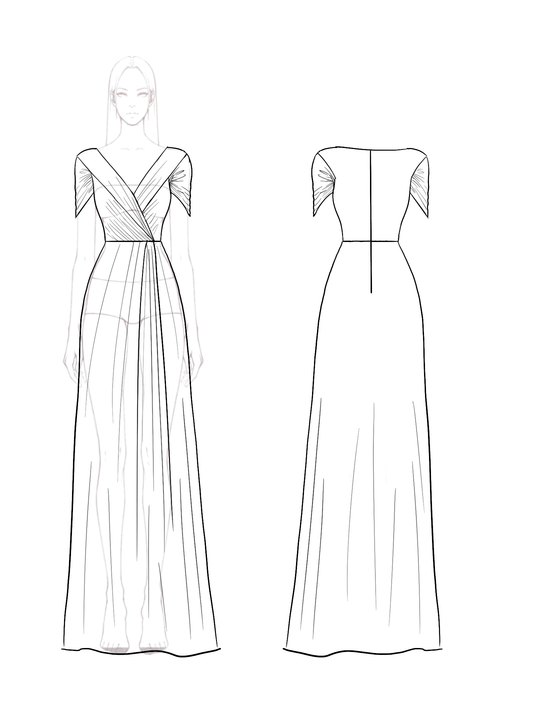 Evening Party Metallic Dress Elastic Pleated Design V-neck Maxi Dress