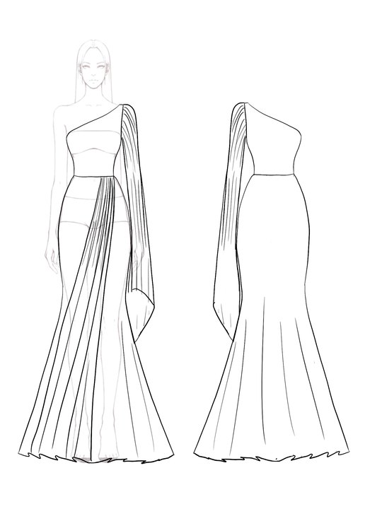 Party Pleated Dress Rose Red One Shoulder Draped Sleeve Slim Maxi Dress