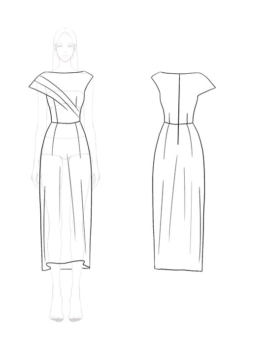 Semiformal Rose Red Dress Multi-Layered Chest Design Military Medium Maxi Dress