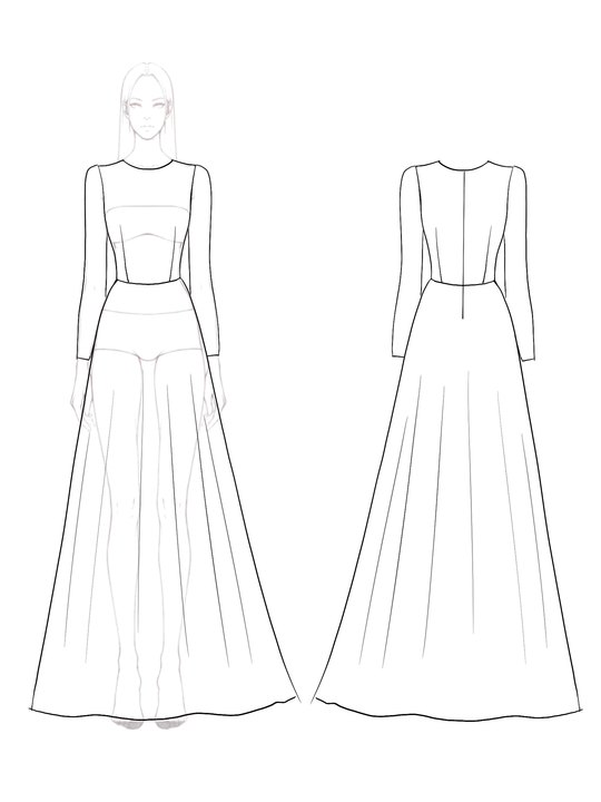 Elegant Evening Black Dress Shiny Long Sleeve Maxi Dress