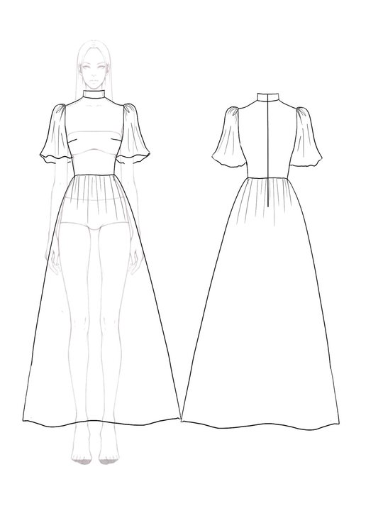 Daily Polka Dot Dress Lotus Leaf Sleeves Midi Neck Collar Maxi Dress